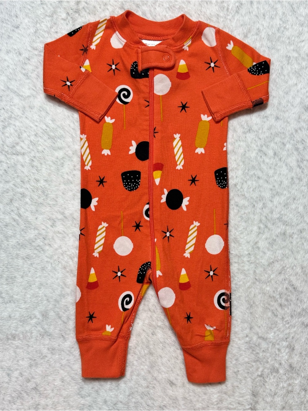 Hanna Andersson Halloween Candy Zip Sleeper 0-3M Baby Organic Cotton Orange